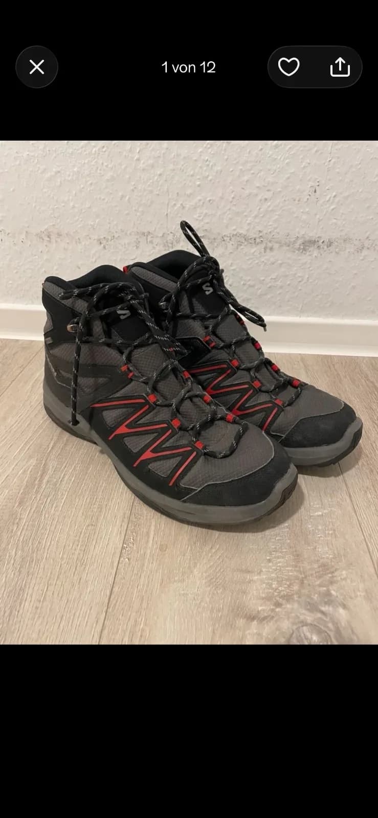 Salomon X Ultra Contagrip Wanderschuhe EUR 44 Grau/Schwarz/Rot